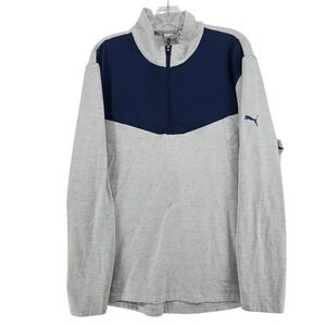 Puma XL Gray Blue 1/4 Zip Pullover Athleisure Sporty Gorpcore Activewear